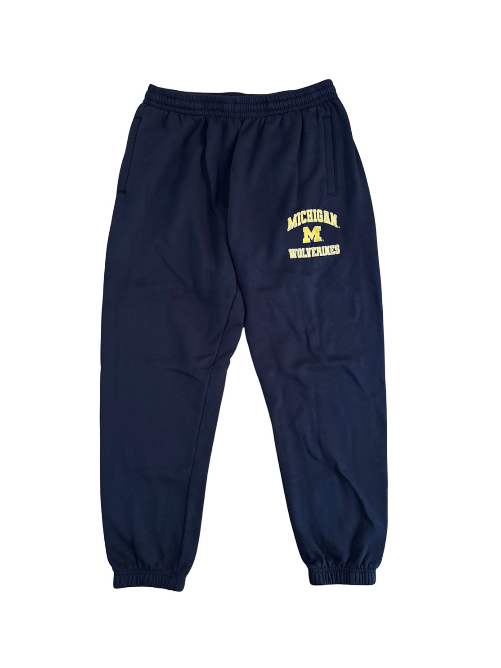 University of Michigan Embroideredm Navy Sweatpants with Yellow Lettering